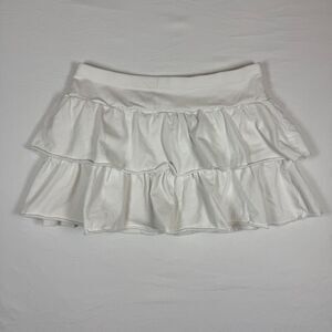 H&M Divided White Tiered Ruffle Mini Skirt Women's M